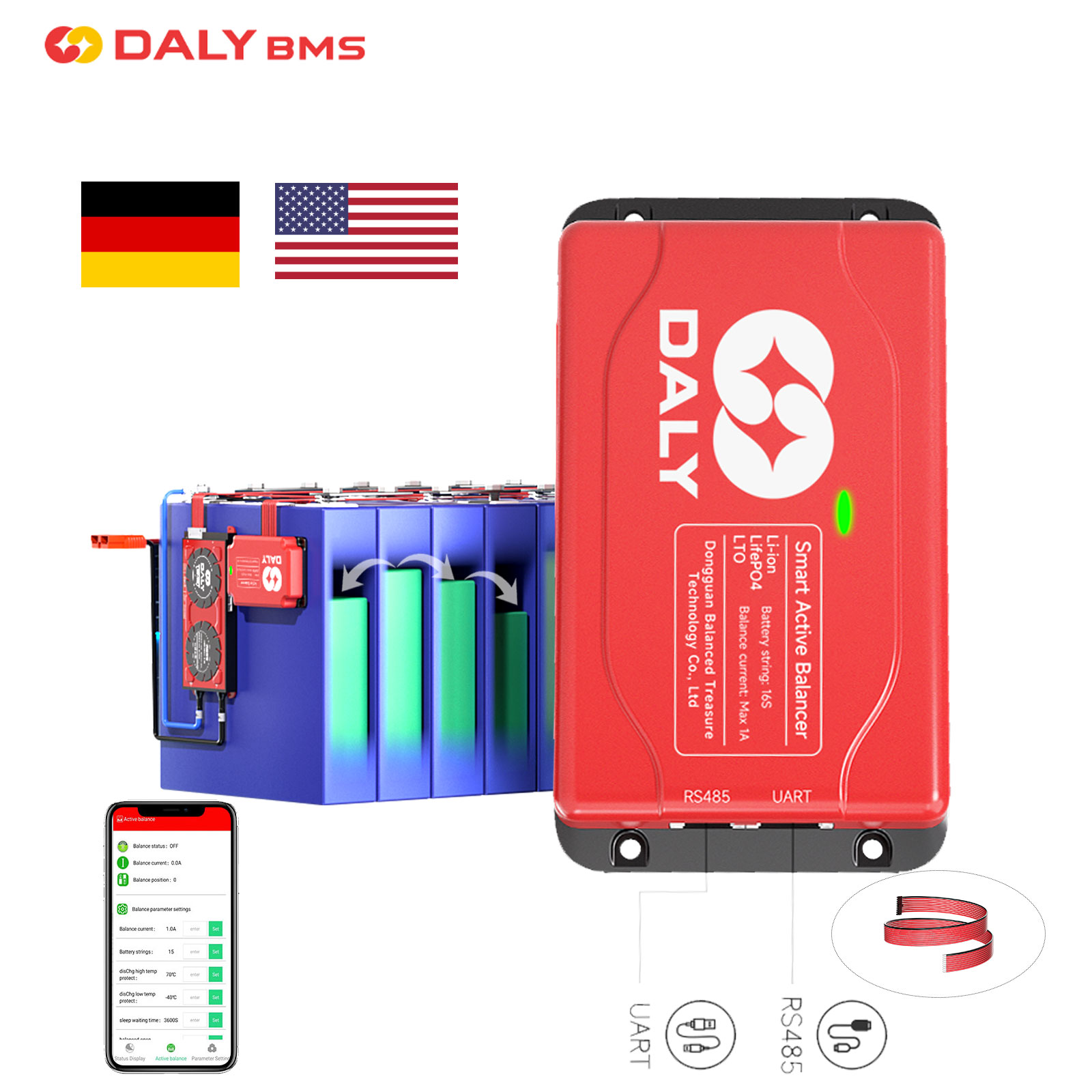 Battery Equalizer Balancer - موازن التعادل الذكي من Daly ،