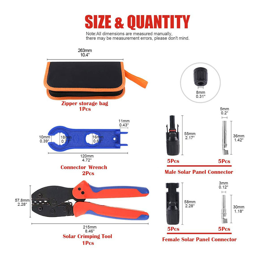 10 قطعة ذكر أنثى لوحة طاقة شمس - مراجعة Mc4 Crimping Tool وسعره