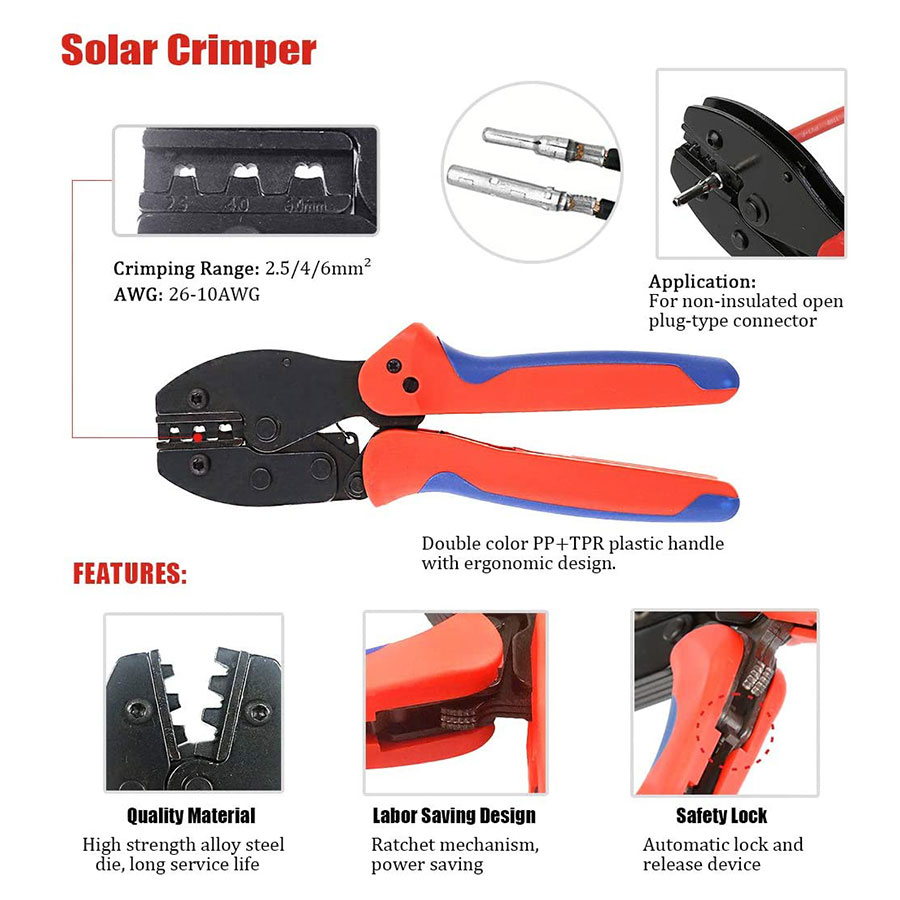 10 قطعة ذكر أنثى لوحة طاقة شمس - مراجعة Mc4 Crimping Tool وسعره
